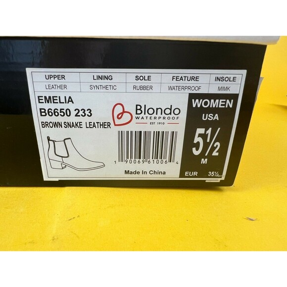 Blondo Emelia Chelsea Booties Womens 5.5 M Waterproof Brown Snake Leather NWB - Picture 8 of 12